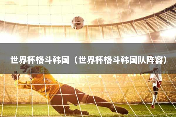 世界杯格斗韩国（世界杯格斗韩国队阵容）